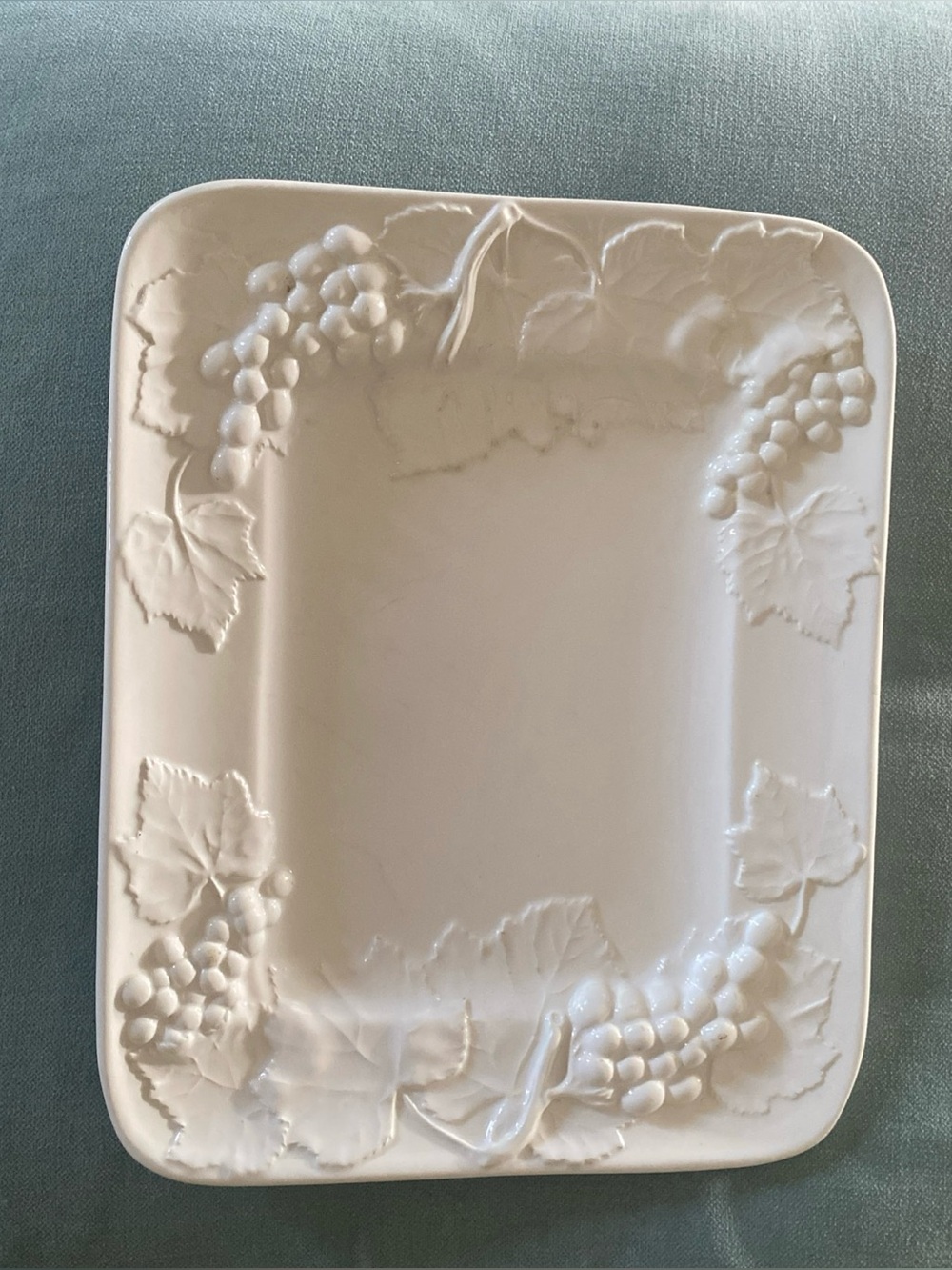 Vintage Elios Italy Grapevine Ceramic Serving Platter (12" x 9")